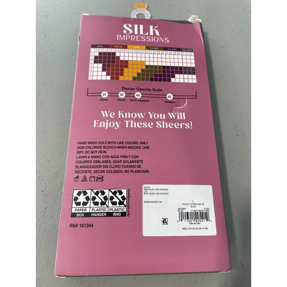 Silk Impressions Tights Size Large Light Support Sheer Beige 20 Denier 2Pair NEW - Picture 3 of 6